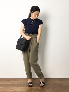 「ハイネックトップス」｜クボヤさん（レディース・157cm）の夏コーディネート