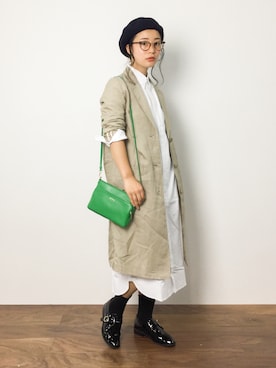 「BEAMS BOY（ビームスボーイ）のアイテム（シャツワンピース）」を使った、クボヤさん（レディース・157cm）の夏コーディネート