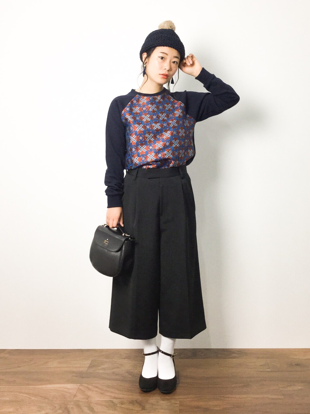 「秋のコーデ、アンクルストラップ、冬、ポンポン帽子、きつね、ガウチョパンツ、センタープレス、狐、ZOZO夏セール2015」｜「caphのマリアケント FOX　裏毛PO（スウェット、ブルー系）」を使った、クボヤさん（レディース・157cm）の夏コーディネートの1枚目の写真