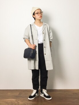 「シャツイン」｜「アイテム（その他アウター）」を使った、クボヤさん（レディース・157cm）の夏コーディネート