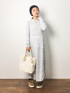 「ボアスニーカー」｜「アイテム（ワンピース/ドレス）」を使った、クボヤさん（レディース・157cm）の夏コーディネート