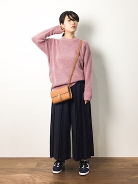 「ピンクニット」｜クボヤさん（レディース・157cm）の秋コーディネート