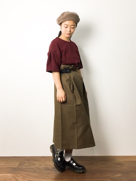 「SLOBE IENA（スローブイエナ）のアイテム（ハンチング/ベレー帽）」を使った、クボヤさん（レディース・157cm）の秋コーディネート