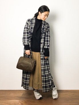 「キュプラ」｜「アイテム（その他アウター）」を使った、クボヤさん（レディース・157cm）の秋コーディネート