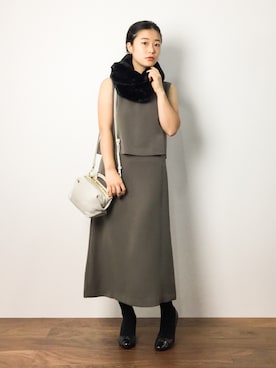 「Steven Alan（スティーブンアラン）のアイテム（ワンピース/ドレス）」を使った、クボヤさん（レディース・157cm）の秋コーディネート