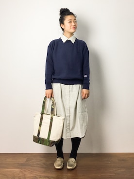 「BATHCRAFT（バスクラフト）のアイテム」を使った、クボヤさん（レディース・157cm）の秋コーディネート