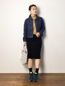 「アクティブ」｜「アイテム（デニムジャケット）」を使った、クボヤさん（レディース・157cm）の秋コーディネート