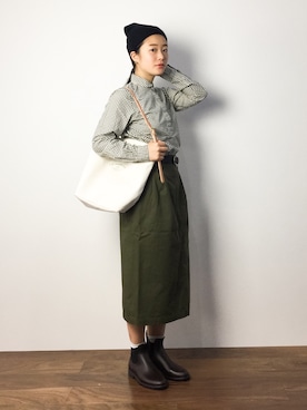 「Herschel Supply（ハーシェルサプライ）のアイテム（帽子）」を使った、クボヤさん（レディース・157cm）の秋コーディネート