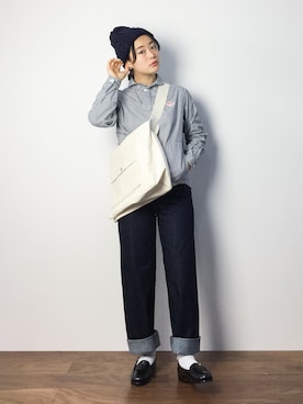 「DANTON（ダントン）のアイテム（トップス）」を使った、クボヤさん（レディース・157cm）の秋コーディネート