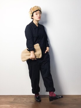 「BEAMS BOY（ビームスボーイ）のアイテム（つなぎ/オールインワン）」を使った、クボヤさん（レディース・157cm）の秋コーディネート