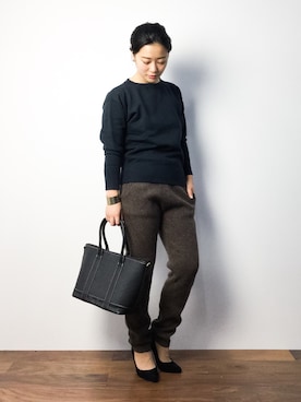 「Steven Alan（スティーブンアラン）のアイテム（スウェット）」を使った、クボヤさん（レディース・157cm）の秋コーディネート