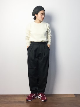「Another Edition（アナザーエディション）のアイテム（ハンチング/ベレー帽）」を使った、クボヤさん（レディース・157cm）の秋コーディネート