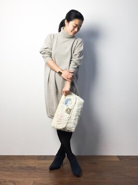 「NANO universe（ナノユニバース）のアイテム（ブーティ）」を使った、クボヤさん（レディース・157cm）の秋コーディネート
