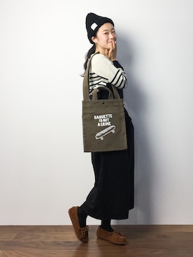 「FREE'S MART（フリーズマート）のアイテム（サロペット/オーバーオール）」を使った、クボヤさん（レディース・157cm）の秋コーディネート