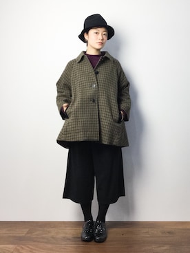「Rinajour（リナジュール）のアイテム（帽子）」を使った、クボヤさん（レディース・157cm）の秋コーディネート