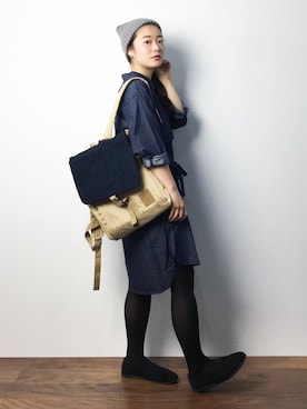 「ボアスニーカー」｜「アイテム（帽子）」を使った、クボヤさん（レディース・157cm）の秋コーディネート