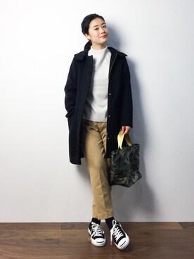 「トートバック」｜「アイテム（その他アウター）」を使った、クボヤさん（レディース・157cm）の秋コーディネート