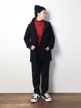 「Chico（チコ）のアイテム（ダッフルコート）」を使った、クボヤさん（レディース・157cm）の秋コーディネート