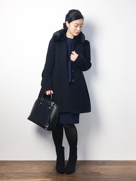 「dazzlin（ダズリン）のアイテム（ダッフルコート）」を使った、クボヤさん（レディース・157cm）の秋コーディネート