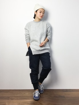 「URBAN RESEARCH ROSSO WOMEN（アーバンリサーチ　ロッソ）のアイテム（ニットキャップ/ビーニー）」を使った、クボヤさん（レディース・157cm）の秋コーディネート
