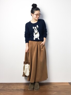 「clef cle（クレデュクレ）のアイテム」を使った、クボヤさん（レディース・157cm）の秋コーディネート