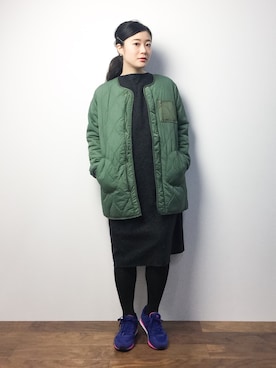 「DOUBLE NAME（ダブルネーム）のアイテム（ブルゾン）」を使った、クボヤさん（レディース・157cm）の冬コーディネート