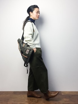 「ANOTHER BRANCH（アナザーブランチ）のアイテム（パンツ）」を使った、クボヤさん（レディース・157cm）の冬コーディネート