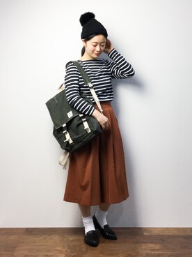 「Factor=（ファクターイコール）のアイテム（帽子）」を使った、クボヤさん（レディース・157cm）の冬コーディネート