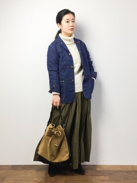 「orSlow（オアスロウ）のアイテム（ジャケット/アウター）」を使った、クボヤさん（レディース・157cm）の冬コーディネート