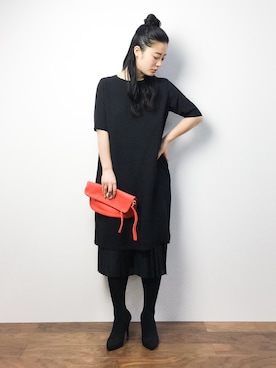 「note et silence （ノートエシロンス）のアイテム（バッグ）」を使った、クボヤさん（レディース・157cm）の冬コーディネート