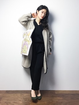 「Abahouse Devinette（ドゥヴィネット）のアイテム（つなぎ/オールインワン）」を使った、クボヤさん（レディース・157cm）の冬コーディネート