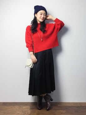 「LUCA/LADY LUCK LUCA（ルカ/レディラックルカ）のアイテム（スカート）」を使った、クボヤさん（レディース・157cm）の冬コーディネート