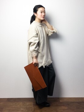 「Ameri（アメリ）のアイテム（バッグ）」を使った、クボヤさん（レディース・157cm）の冬コーディネート