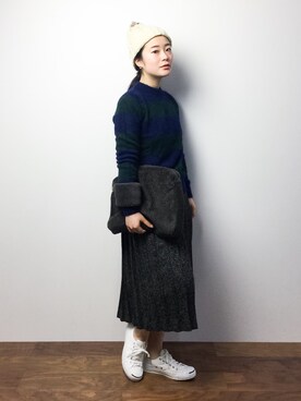「Ameri（アメリ）のアイテム（ニット/セーター）」を使った、クボヤさん（レディース・157cm）の冬コーディネート