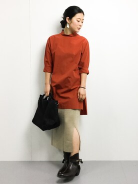 「Casselini（キャセリーニ）のアイテム（レインシューズ）」を使った、クボヤさん（レディース・157cm）の冬コーディネート