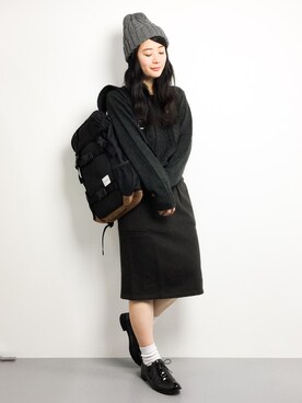 「LOWY（ロヴィ）のアイテム」を使った、クボヤさん（レディース・157cm）の冬コーディネート