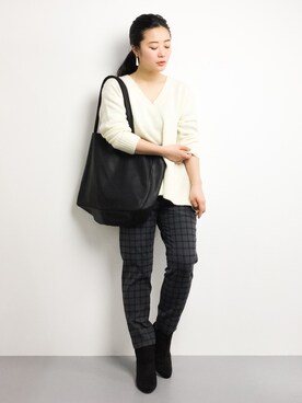 「VICKY（ビッキー）のアイテム（その他パンツ）」を使った、クボヤさん（レディース・157cm）の冬コーディネート
