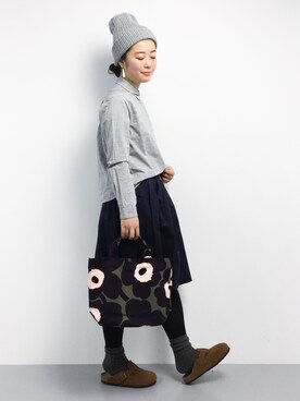 「PROPORTION BODY DRESSING（プロポーションボディドレッシング）のアイテム（帽子）」を使った、クボヤさん（レディース・157cm）の冬コーディネート