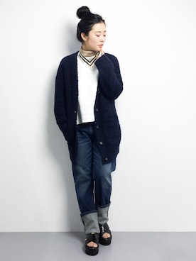 「green label relaxing（グリーンレーベルリラクシング）のアイテム（財布/小物）」を使った、クボヤさん（レディース・157cm）の冬コーディネート