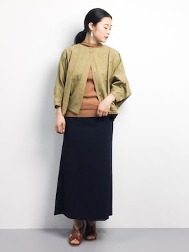 「chambre de charme（シャンブルドゥシャーム）のアイテム（ポンチョ）」を使った、クボヤさん（レディース・157cm）の冬コーディネート