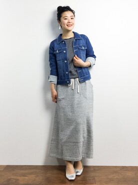 「UNRELISH（アンレリッシュ）のアイテム（デニムジャケット）」を使った、クボヤさん（レディース・157cm）の冬コーディネート