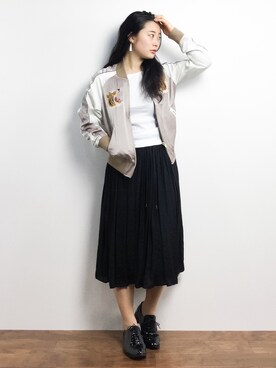 「Right-on（ライトオン）のアイテム（ブルゾン）」を使った、クボヤさん（レディース・157cm）の冬コーディネート