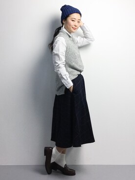 「Factor=（ファクターイコール）のアイテム（スカート）」を使った、クボヤさん（レディース・157cm）の春コーディネート