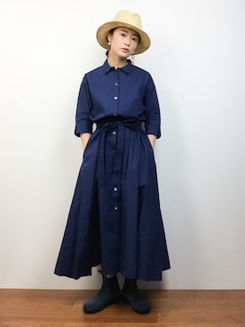 「KIJIMA TAKAYUKI」｜「アイテム（ワンピース/ドレス）」を使った、クボヤさん（レディース・157cm）の夏コーディネート