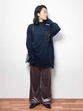 「高橋愛」｜「アイテム（チュニック）」を使った、クボヤさん（レディース・157cm）の秋コーディネート