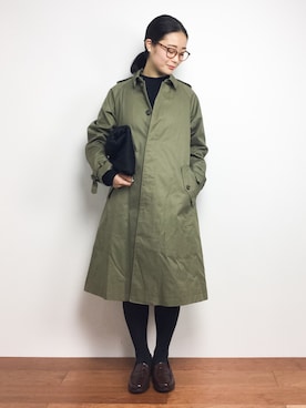 「note et silence （ノートエシロンス）のアイテム（ステンカラーコート）」を使った、クボヤさん（レディース・157cm）の秋コーディネート