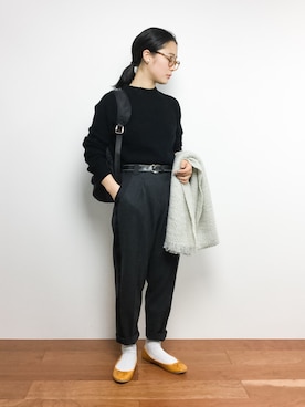 「OLIKA（オリカ）のアイテム（パンツ）」を使った、クボヤさん（レディース・157cm）の秋コーディネート