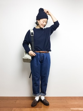 「SEVENDAYS=SUNDAY（セブンデイズサンデイ）のアイテム（帽子）」を使った、クボヤさん（レディース・157cm）の冬コーディネート