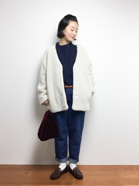 「Another Edition（アナザーエディション）のアイテム（その他アウター）」を使った、クボヤさん（レディース・157cm）の冬コーディネート