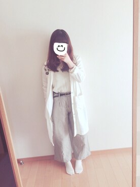 「ストライプパンツ」｜ふみさん（レディース・160cm・10代）の冬コーディネート
